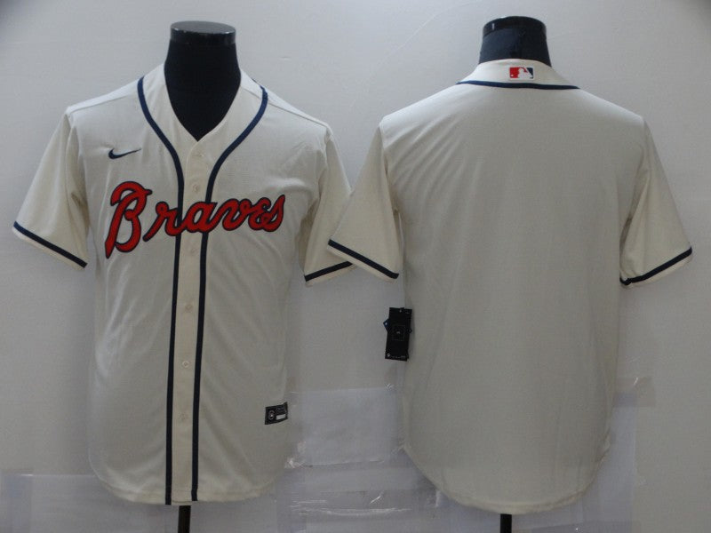 Men's Atlanta Braves Cream Replica Blank Jersey1