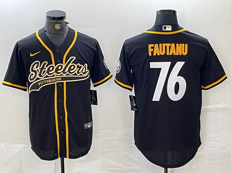 Men's Pittsburgh Steelers Troy Fautanu #76 Black Game Jersey1