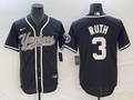 Men's New York Yankees Babe Ruth #3 Black Player Jersey1 Joint Edition