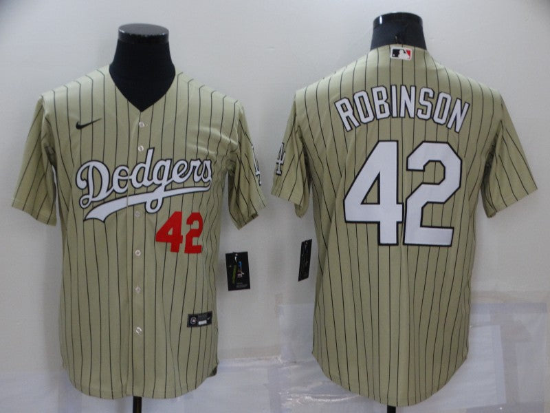 Men's Los Angeles Dodgers Jackie Robinson #42 Gold Replica Baseball Jersey1