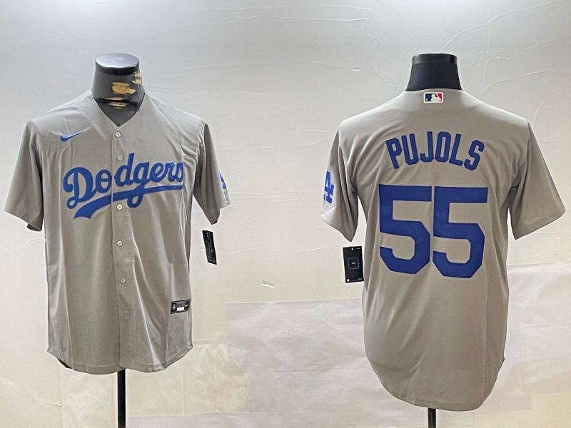 Men's Los Angeles Dodgers Albert Pujols #55 Gray Replica Player Jersey1