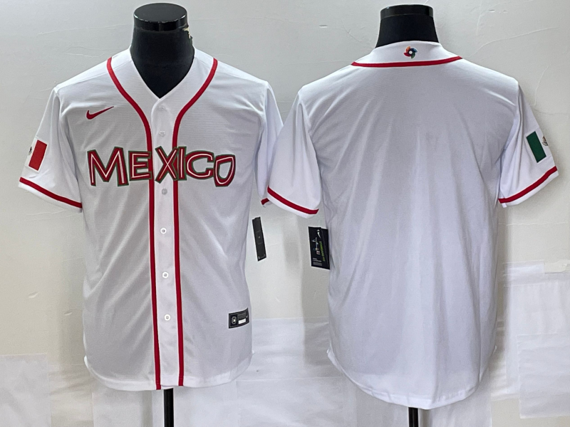 Men's 2023 World Baseball Classic Mexico White Blank Jersey1