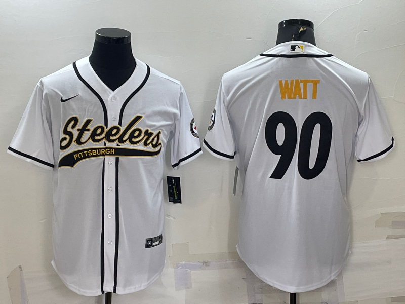 Men's Pittsburgh Steelers T.J. Watt #90 White Game Jersey1 Joint edition
