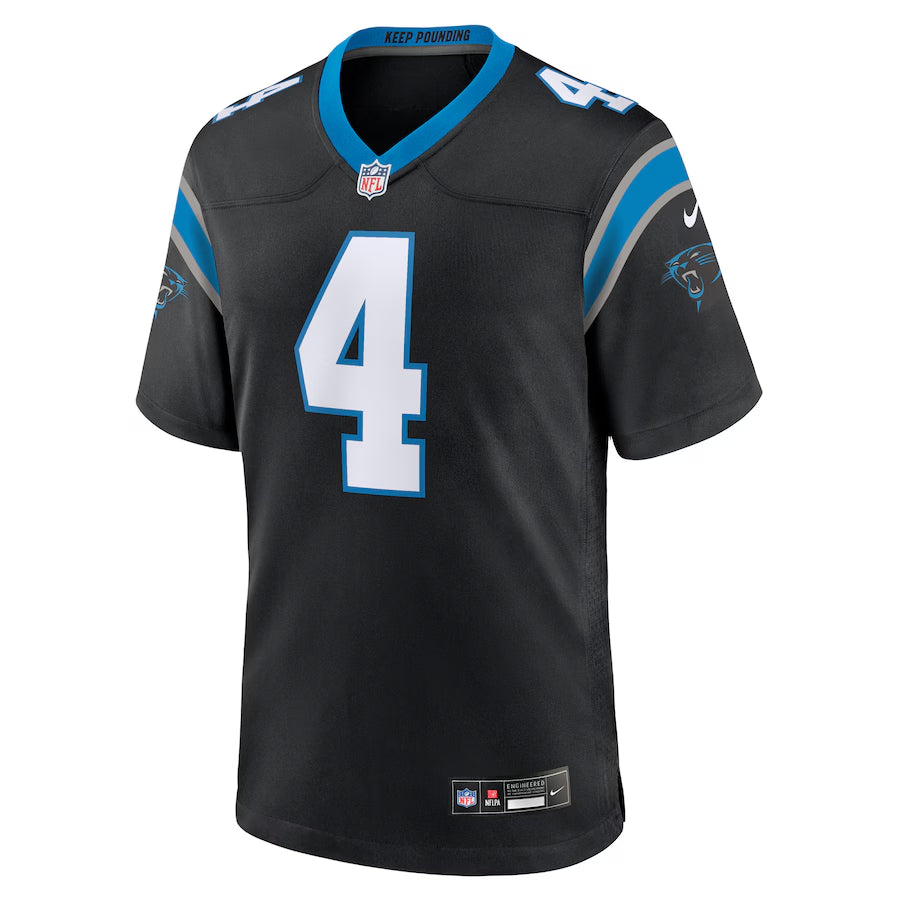 Men's Carolina Panthers Tetairoa McMillan  Black 2025  Draft First Round Pick Game Jersey