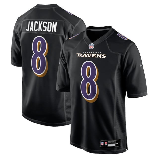 Lamar Jackson 8 Baltimore Ravens Fashion Game Jersey - Black