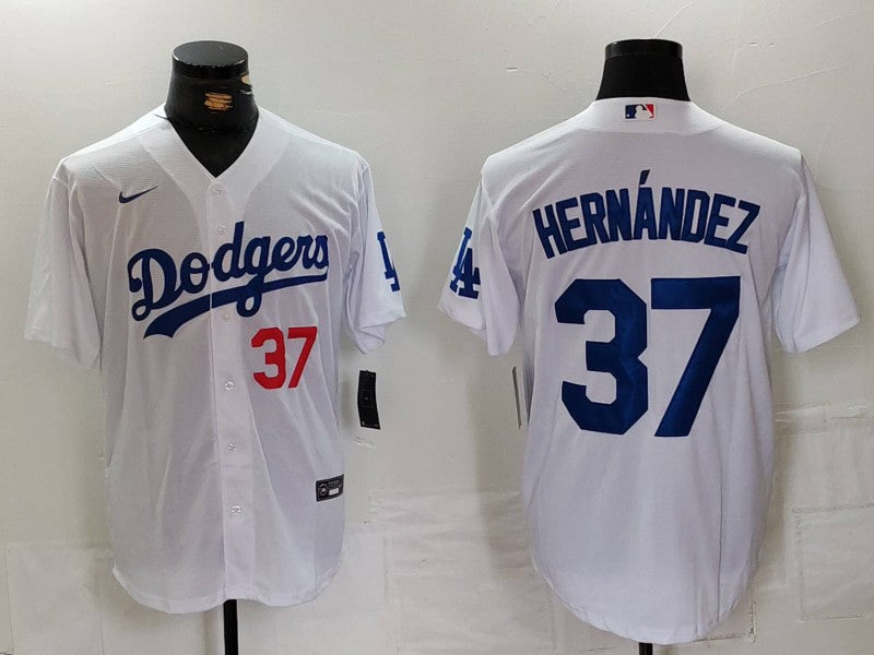Men's Los Angeles Dodgers Teoscar Hernandez #37 White Home Limited Player Jersey1