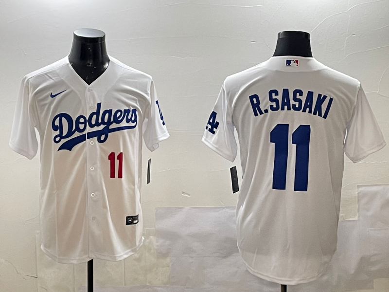 Men's Los Angeles Dodgers Roki Sasaki #11 White Home Limited Player Jersey1