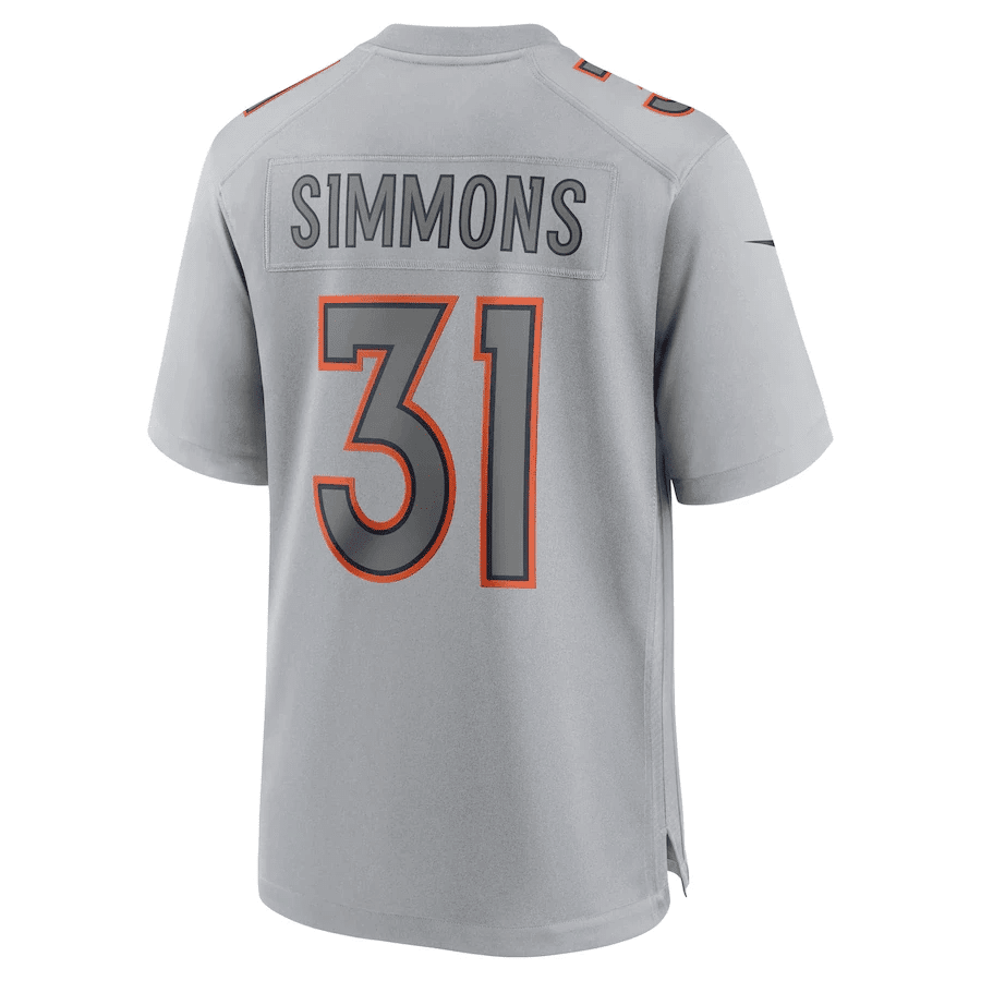 Justin Simmons 31 Denver Broncos Men Atmosphere Fashion Game Jersey - Gray