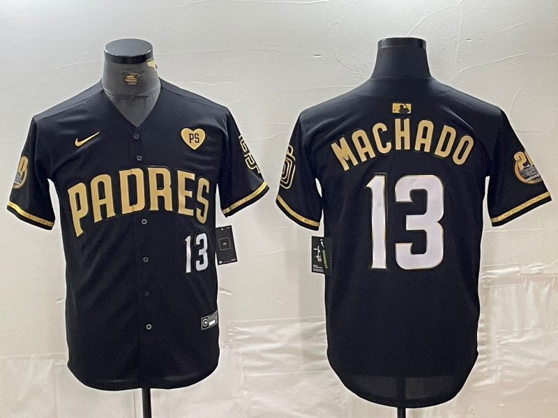 Men's San Diego Padres Manny Machado #13 Black Limited Player Jersey1