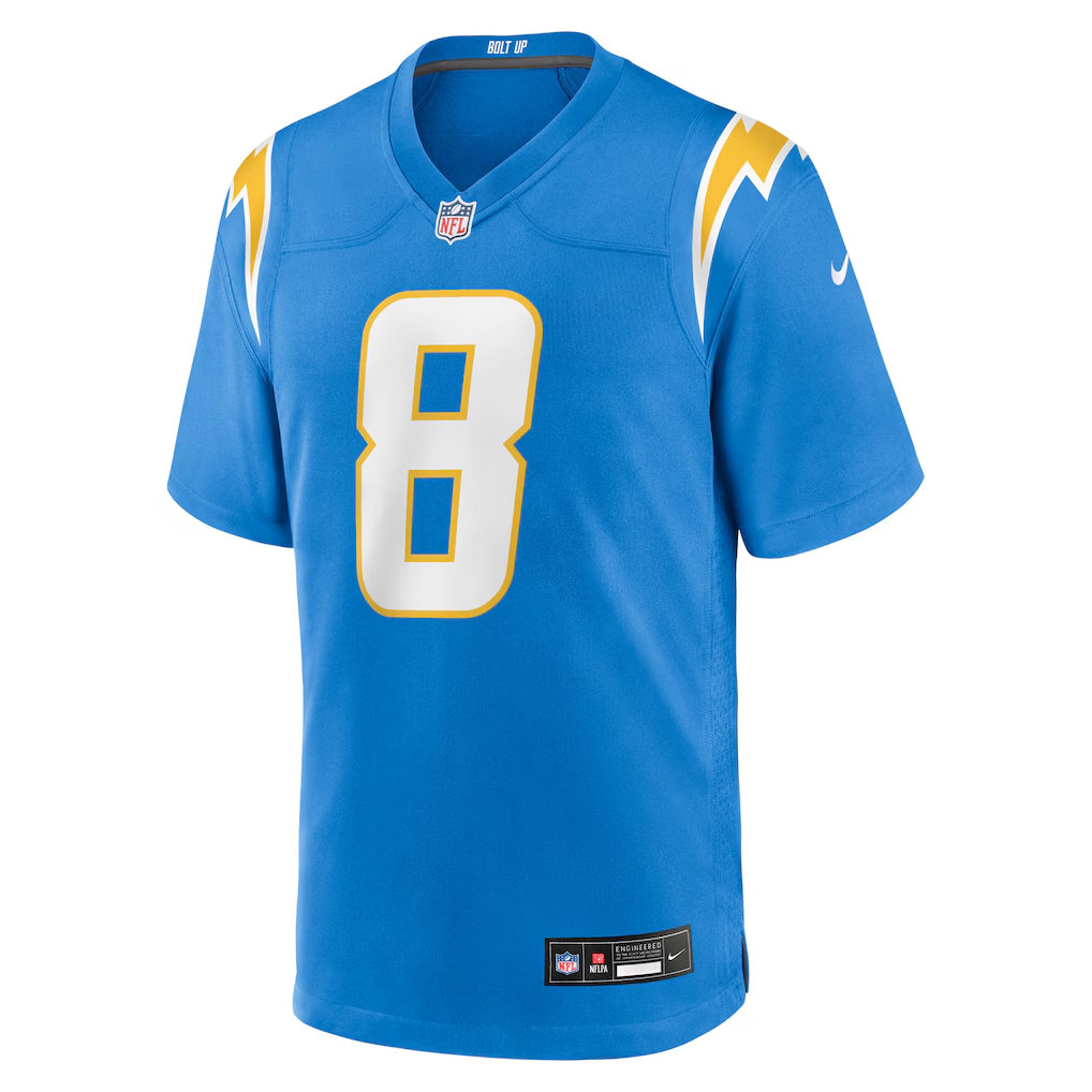 Men's Los Angeles Chargers Omarion Hampton  Powder Blue 2025  Draft First Round Pick Game Jersey