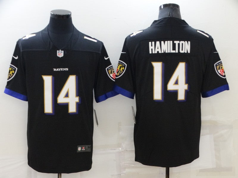Men's Baltimore Ravens Kyle Hamilton #14 Black Game Jersey1
