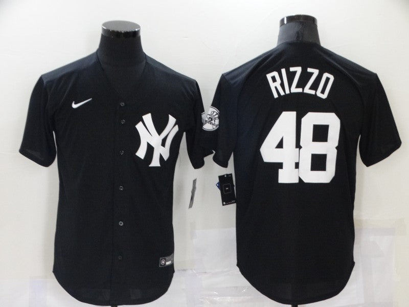 Men's New York Yankees Anthony Rizzo #48 Black Replica Baseball Jersey1