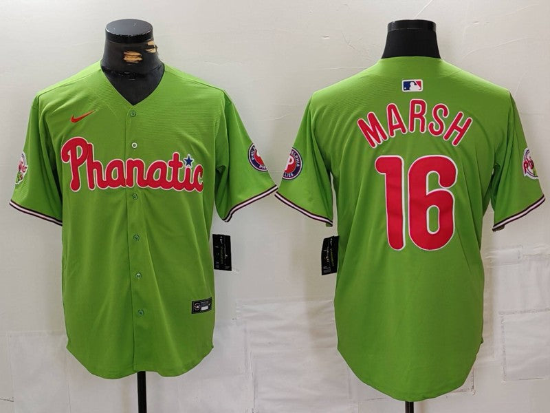 Men's Philadelphia Phillies Brandon Marsh #16 Green Limited Player Jersey1