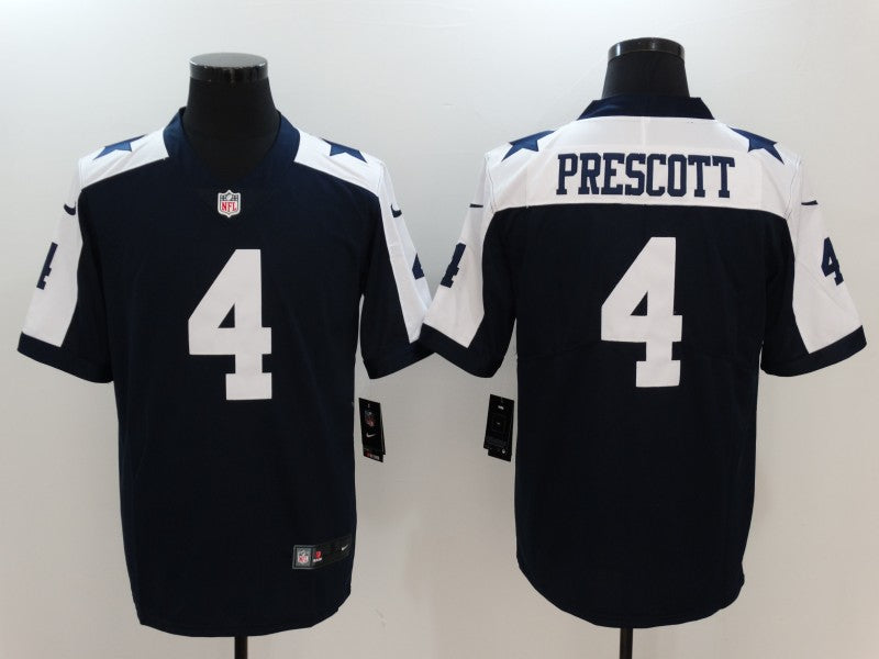 Men's Dallas Cowboys #4 Dak Prescott Navy Game Jersey1