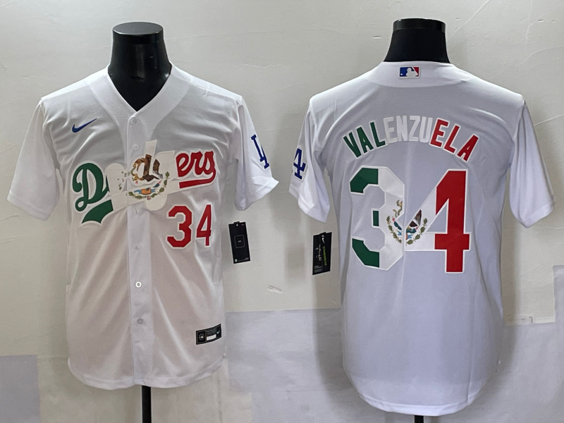 Men's Los Angeles Dodgers Fernando Valenzuela #34 White Team Player Game Jersey
