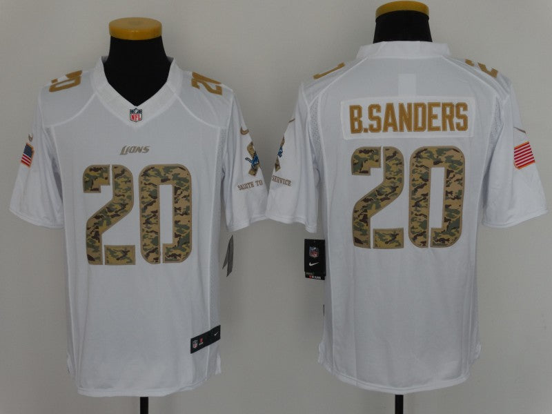 Men's Detroit Lions Barry Sanders #20 White Game Player Jersey1