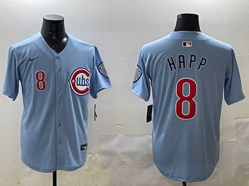 Men's Chicago Cubs Ian Happ #8 Baby Blue 2nd Alternate Limited Player Jersey1