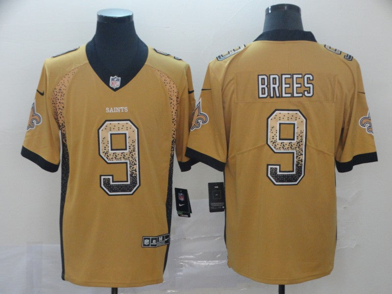 Men's New Orleans Saints Drew Brees #9 Yellow Game Jersey1