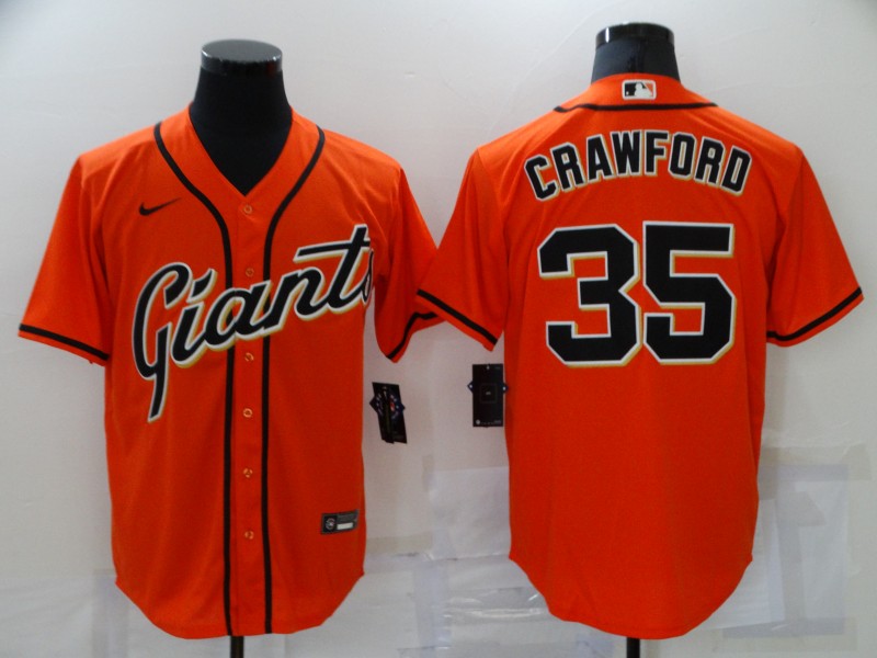 Men's San Francisco Giants Brandon Crawford #35 Orange Replica Baseball Jersey1