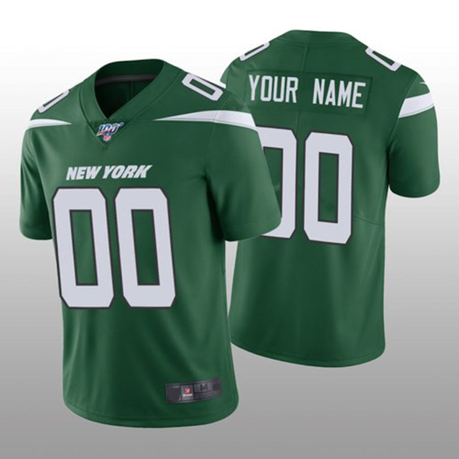 Custom1 New York Jets Green Vapor Limited 100th Season Jersey1 American Stitched Jersey1 Football Jerseys