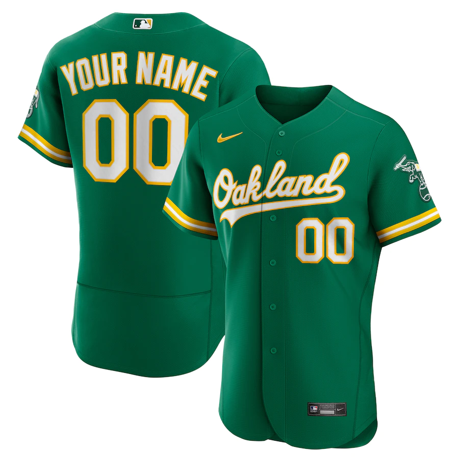Men's Oakland Athletics Kelly Green Alternate Authentic Custom Jersey1