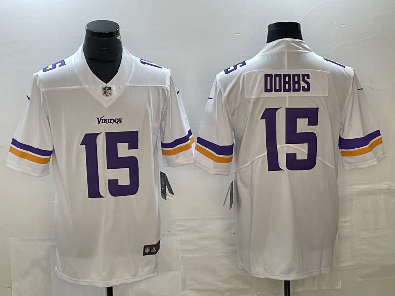 Men's Minnesota Vikings Joshua Dobbs #15 White Game Jersey1