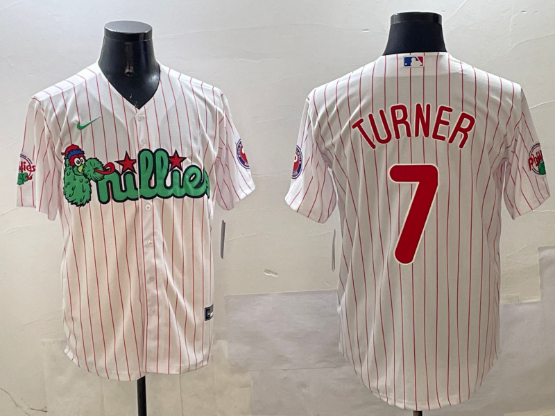 Men's Philadelphia Phillies Trea Turner #7 White Replica Team Jersey