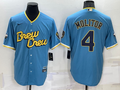 Men's Milwaukee Brewers Paul Molitor #4 Blue Stitched Jersey