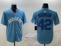 Men's Los Angeles Dodgers Jackie Robinson #42 Light Blue Replica Player Jersey