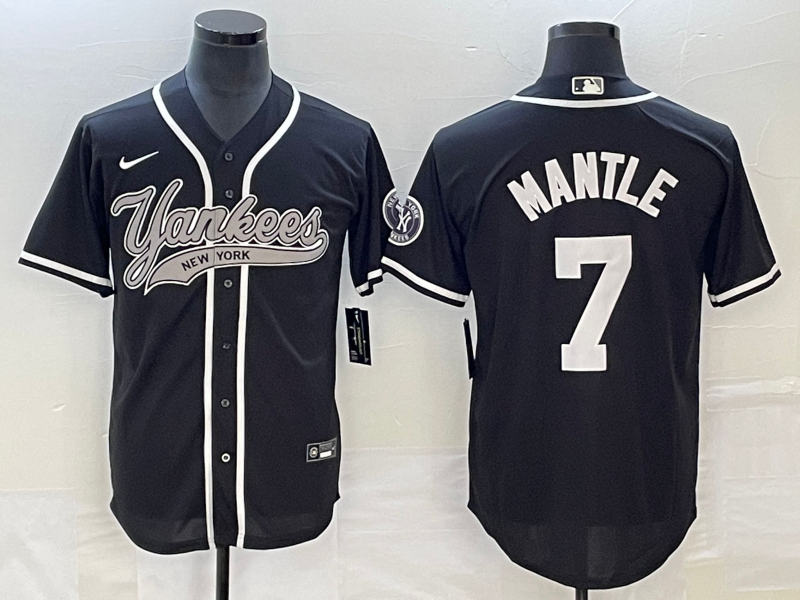 Men's New York Yankees Mickey Mantle #7 Black Player Jersey1 Joint Edition