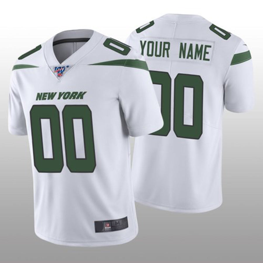 Custom1 New York Jets White Vapor Limited 100th Season Jersey1 American Stitched Jersey1 Football Jerseys