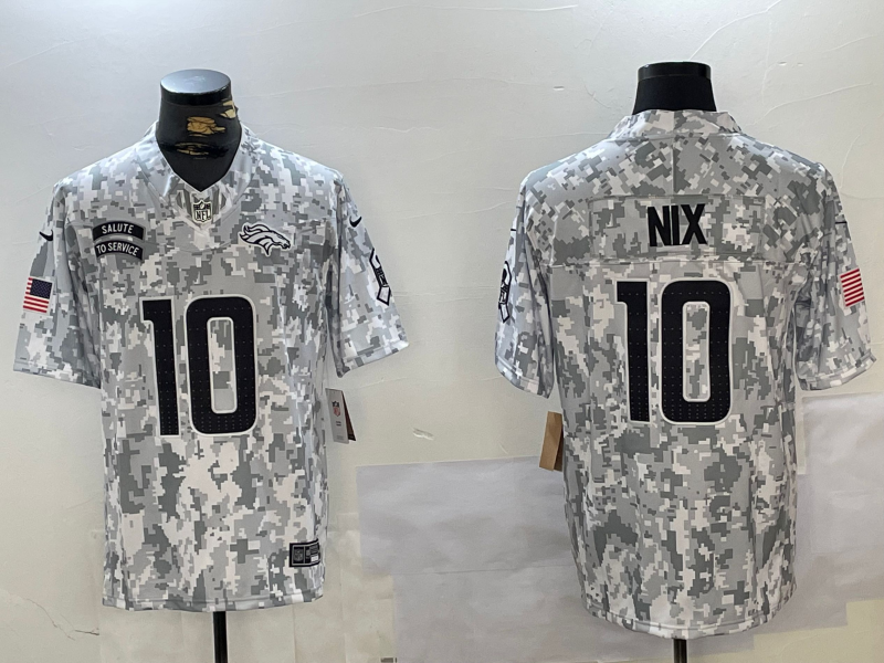 Men's Denver Broncos Bo Nix #10 Arctic Camo 2024 Salute to Service Limited Jersey1
