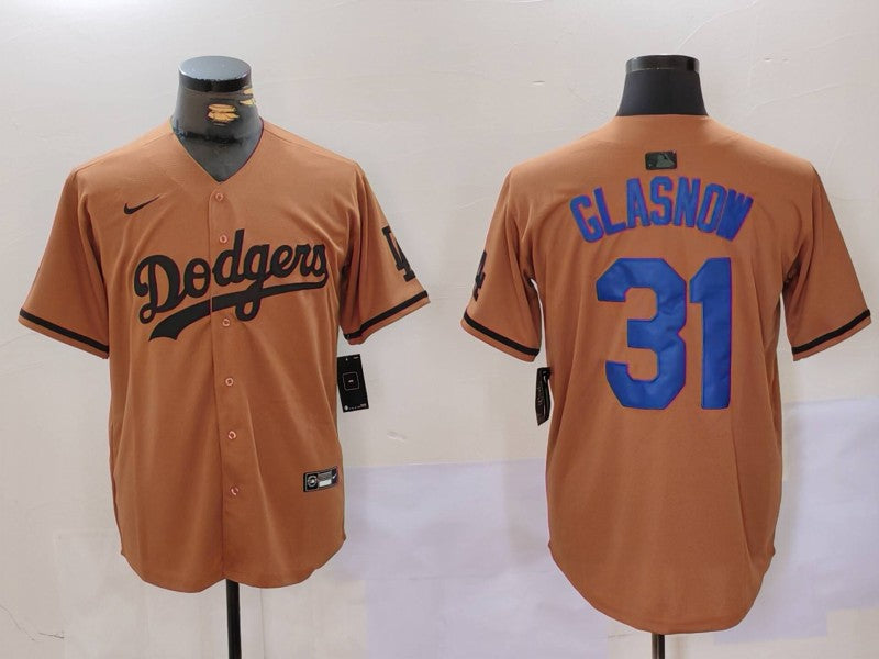 Men's Los Angeles Dodgers Tyler Glasnow #31 Brown Game Player Jersey1