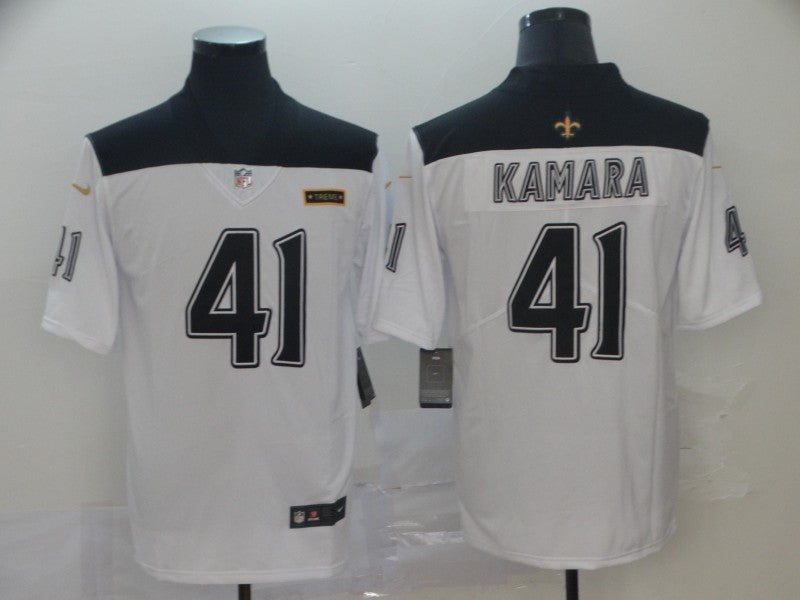 Men's New Orleans Saints Alvin Kamara #41 White City Edition Game Jersey1