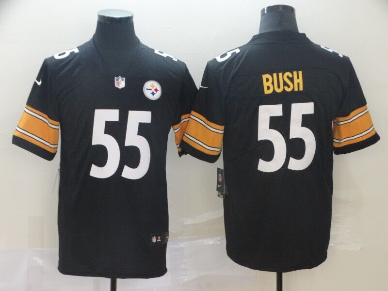 Men's Pittsburgh Steelers Devon Bush Jr. #55 Black Game Jersey1