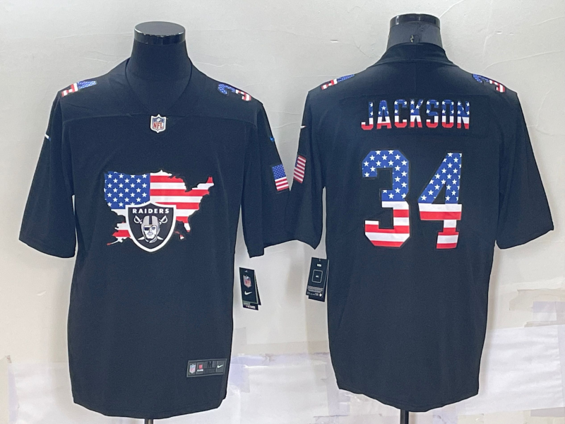 Men's Las Vegas Raiders #34 Bo Jackson Black Team Player Jersey1