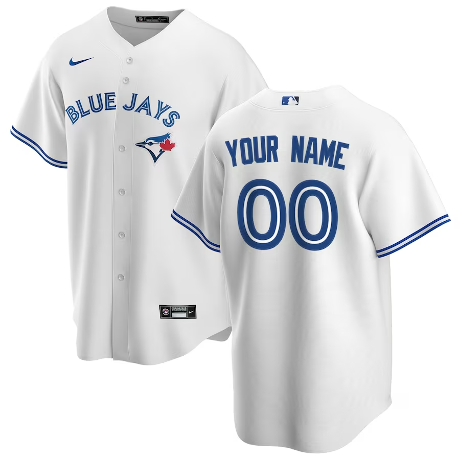 Men's Toronto Blue Jays White Home Replica Custom Jersey1