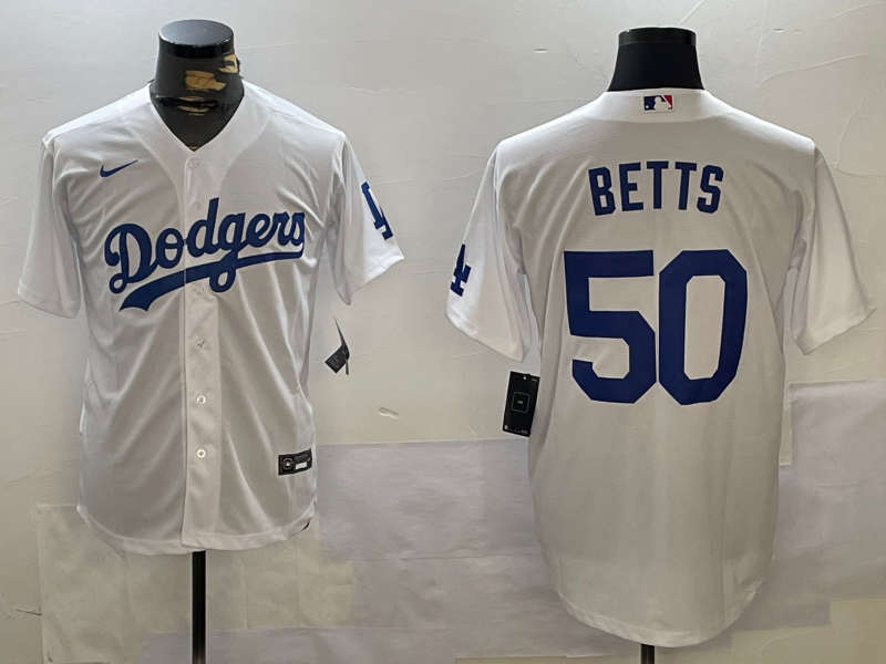 Men's Los Angeles Dodgers Mookie Betts #50 White Replica Baseball Jersey1