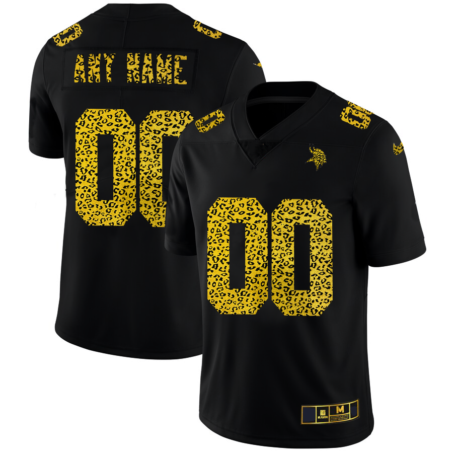 Custom1 Minnesota Vikings Leopard Print Fashion Vapor Limited Jersey1 Black Stitched Jerseys Football Jerseys