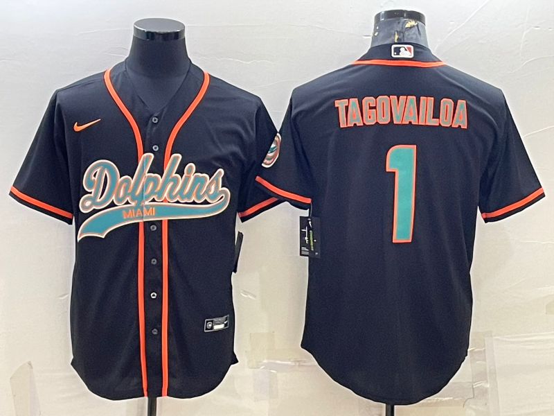 Men's Miami Dolphins Tua Tagovailoa #1 Black Game Jersey1 Joint Edition