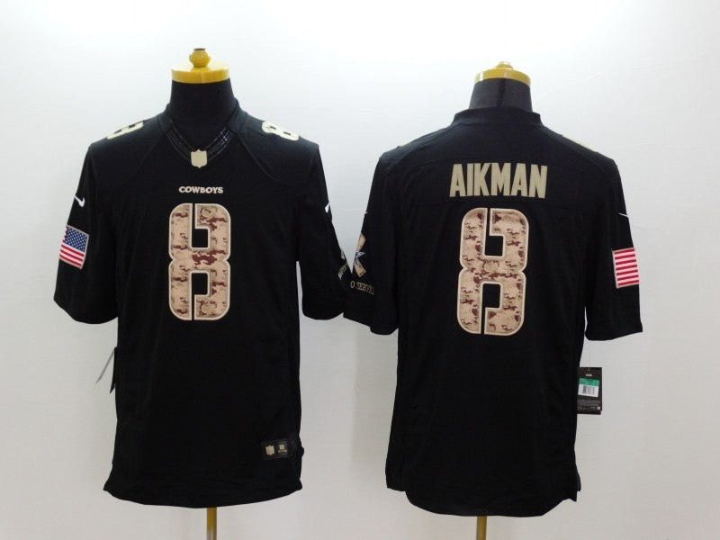 Men's Dallas Cowboys Troy Aikman #8 Black Game Player Jersey1