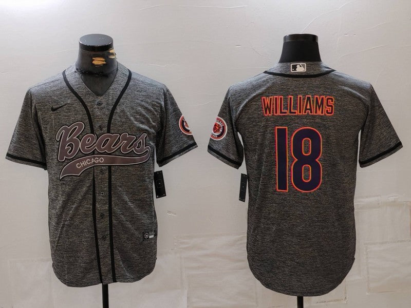 Men's Chicago Bears Caleb Williams #18 Gray Game Jersey1