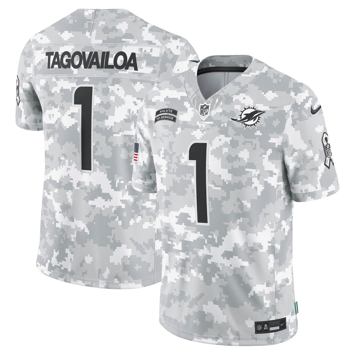 Tua Tagovailoa Miami Dolphins  2024 Salute to Service Limited Jersey - Arctic Camo