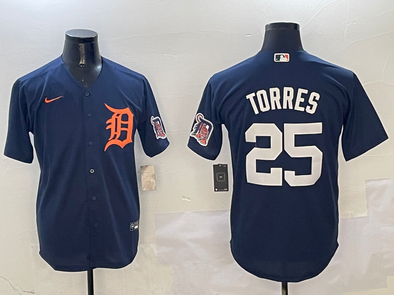 Men's Detroit Tigers Gleyber Torres #25 Navy Limited Player Jersey
