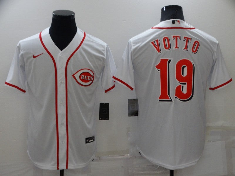 Men's Cincinnati Reds Joey Votto #19 White Replica Baseball Jersey1