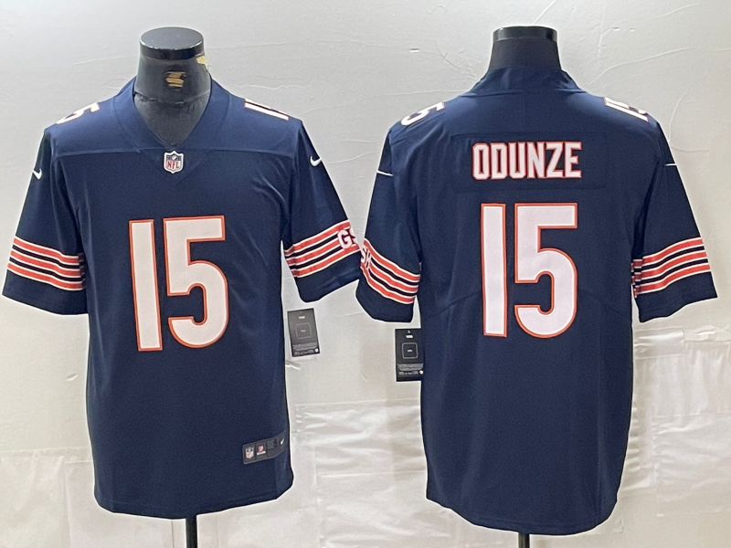 Men's Chicago Bears Rome Odunze #15 Navy 2024  Draft First Round Pick Player Game Jersey1