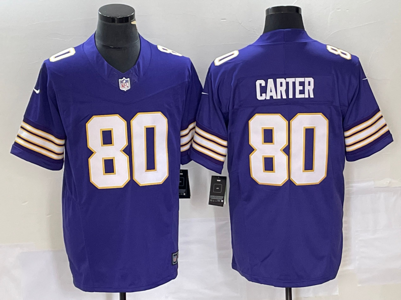 Men's Minnesota Vikings Cris Carter #80 Purple Classic Player Jersey1