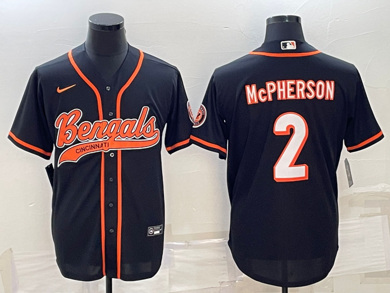 Men's Cincinnati Bengals Evan McPherson #2 Black Fashion Game Jersey1