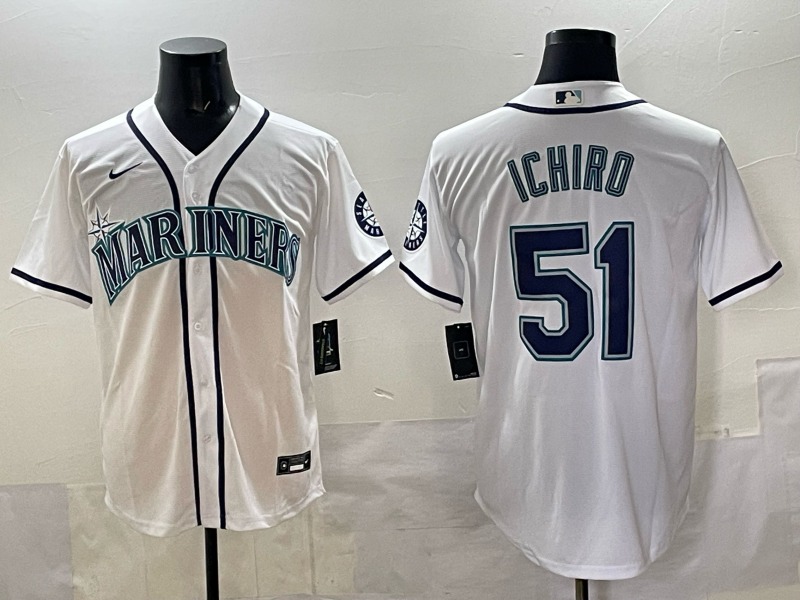 Men's Seattle Mariners Ichiro Suzuki #51 White Replica Player Jersey