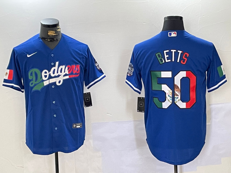 Men's Los Angeles Dodgers Mookie Betts #50 Blue Game Player Jersey1